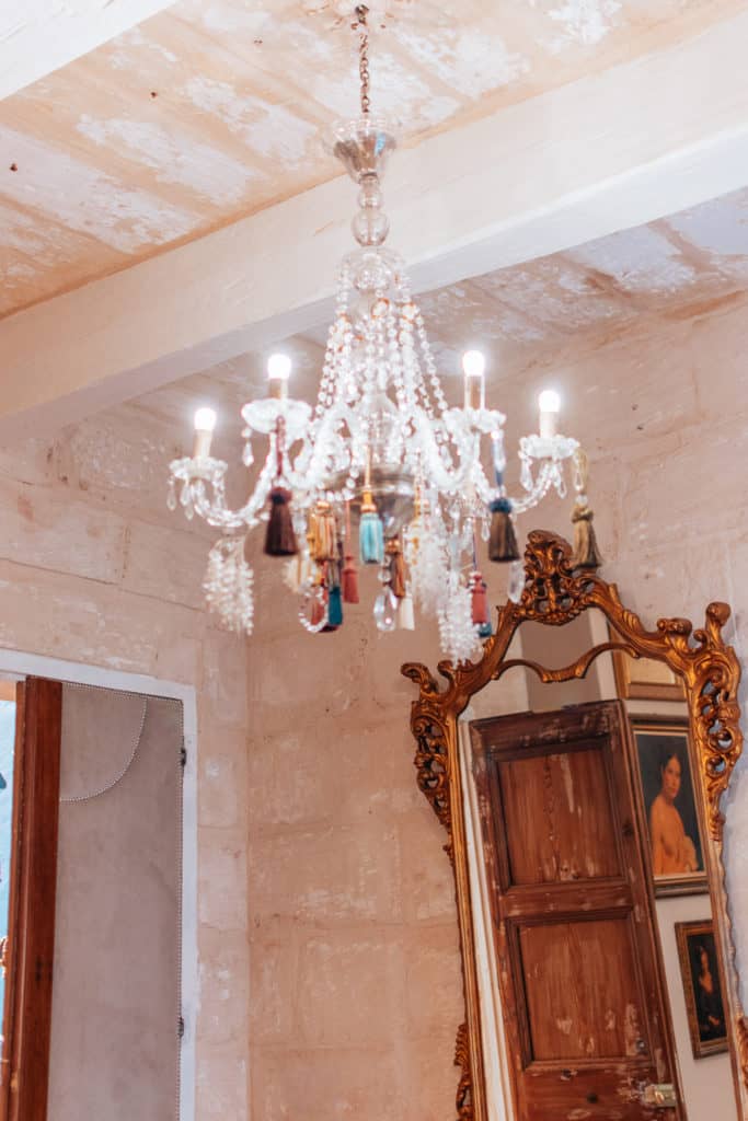 chandelier made by Charles' father, Valletta Lucente