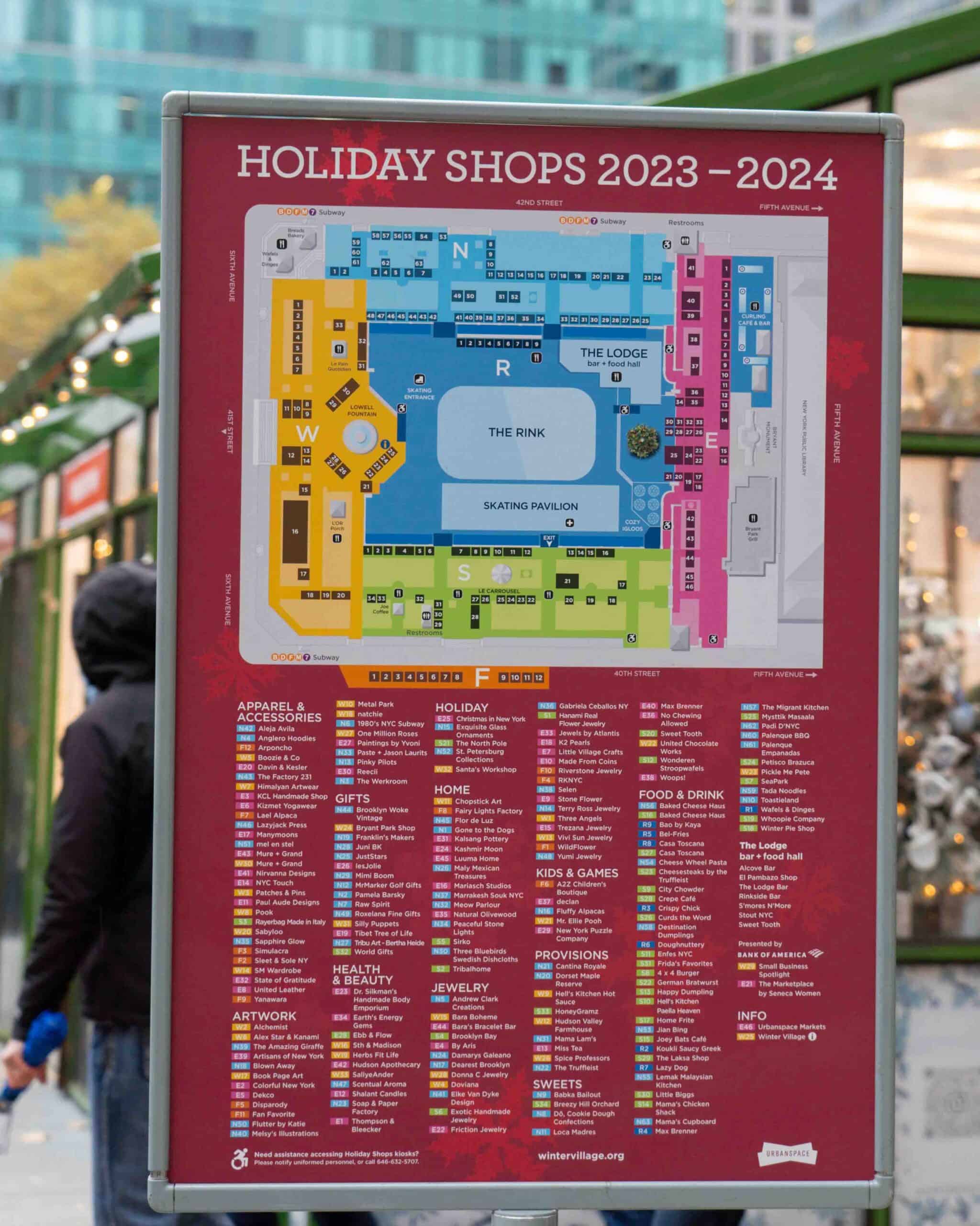 Holiday Shops at Bryant park Map-2