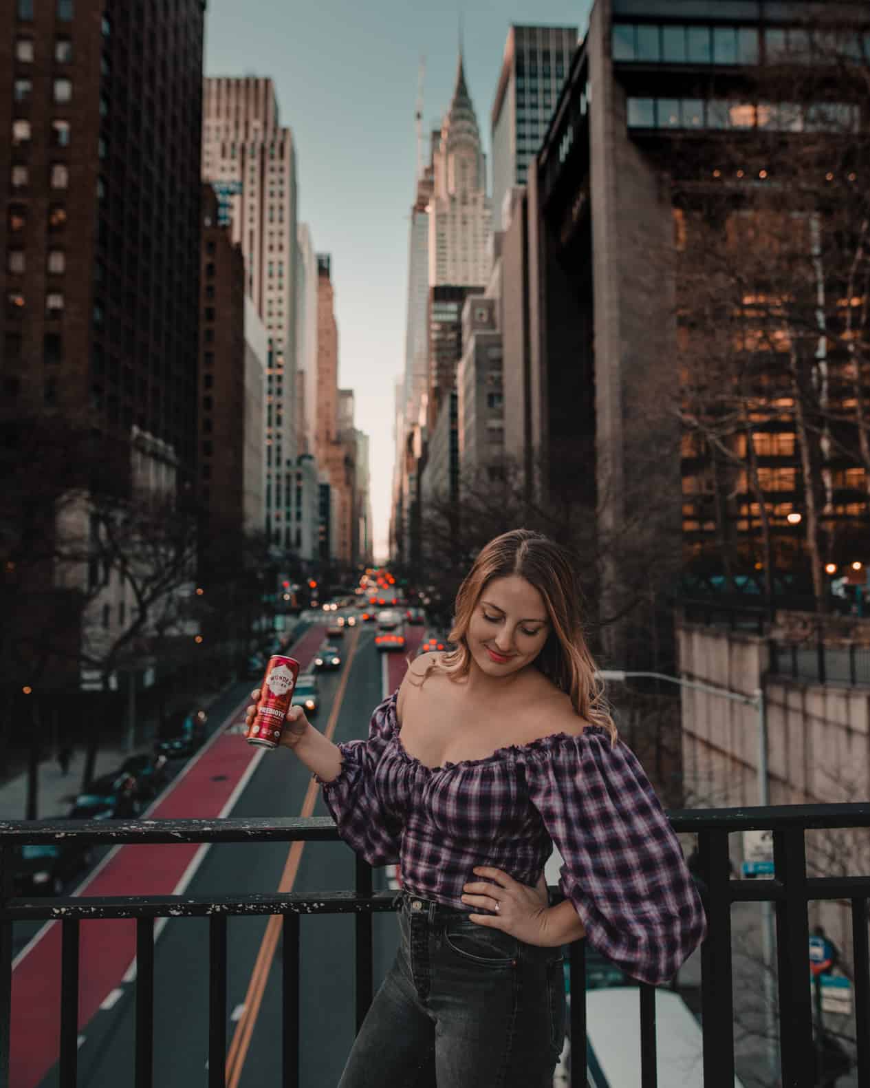 girl standing at Tudor City Overpass