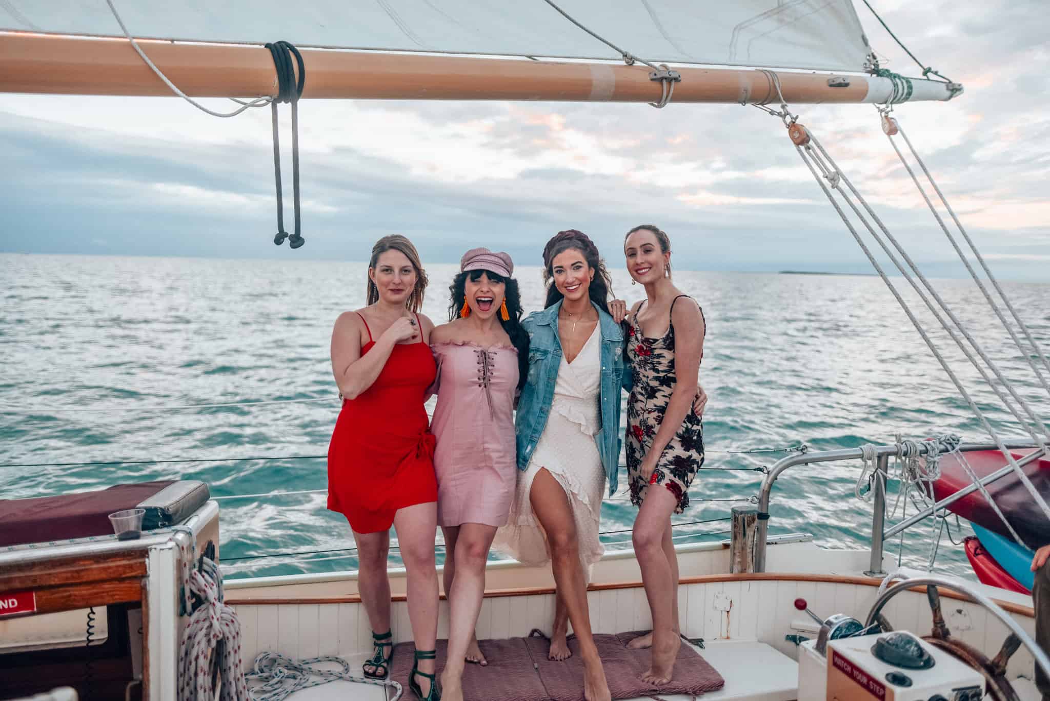 group of girls on boat