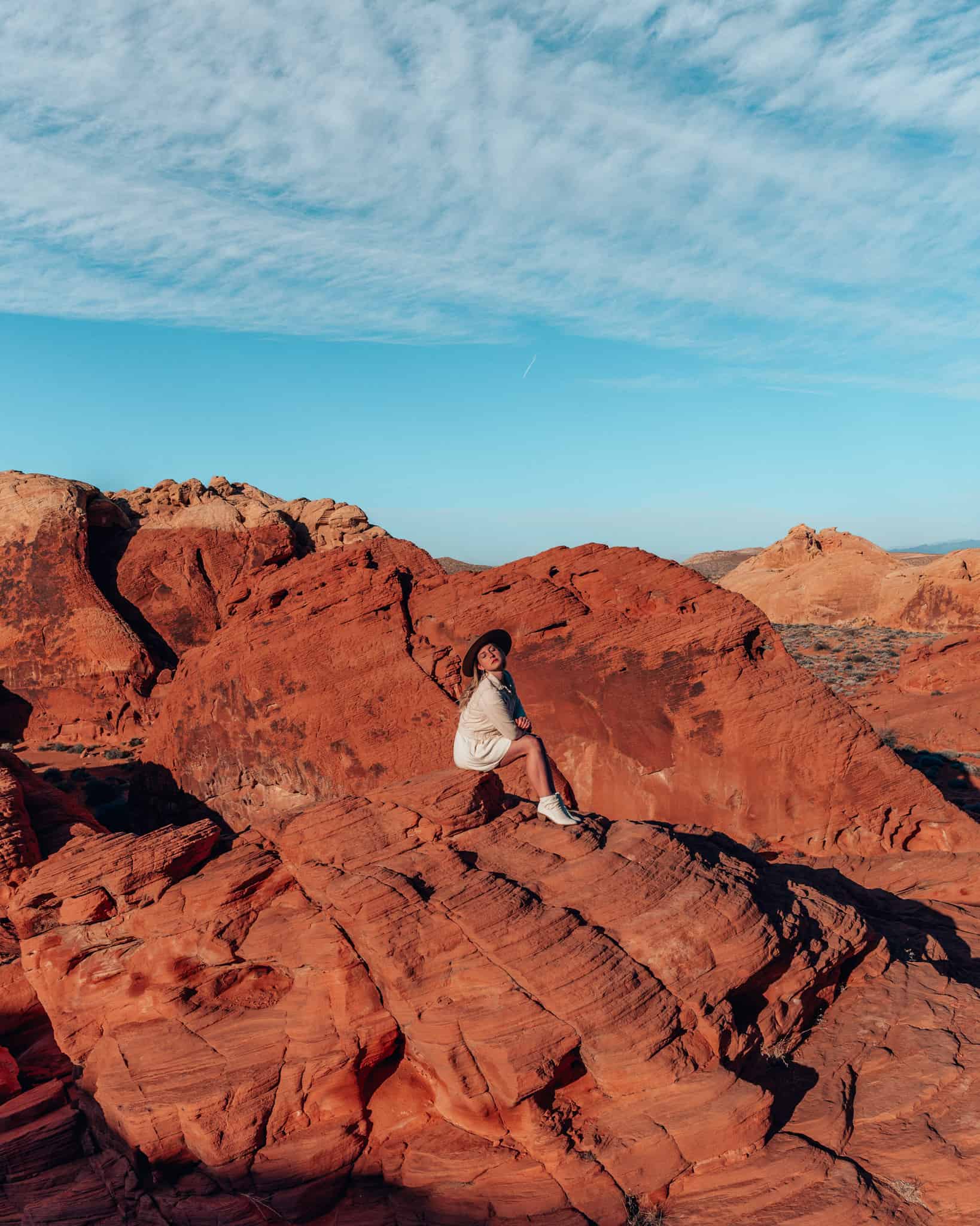 sitting on rock, valley of fire